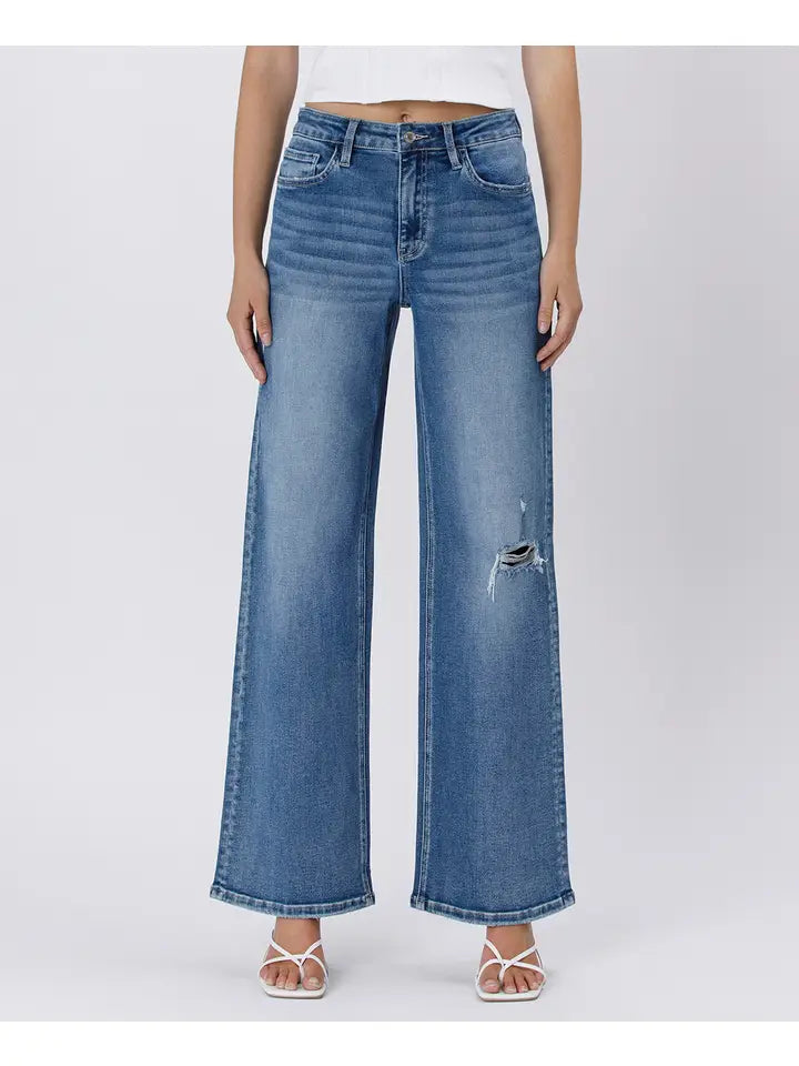 Vervet Super High Rise Baggy Wide Jeans - Posh West Boutique