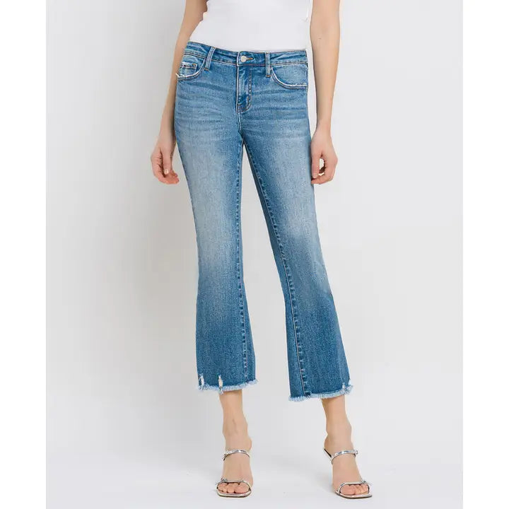 Vervet Mid Rise Cropped Mini Bootcut Jean - Posh West Boutique