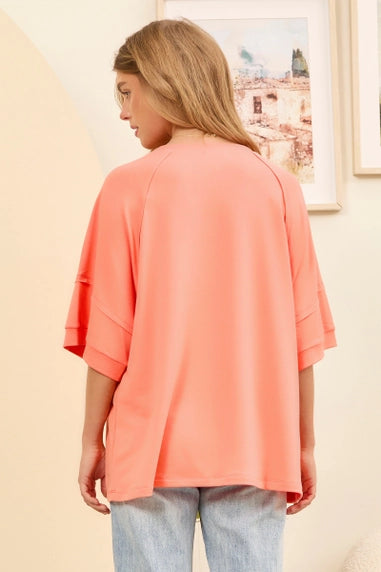 Oversized & Comfy Apricot Terry Top - Posh West Boutique