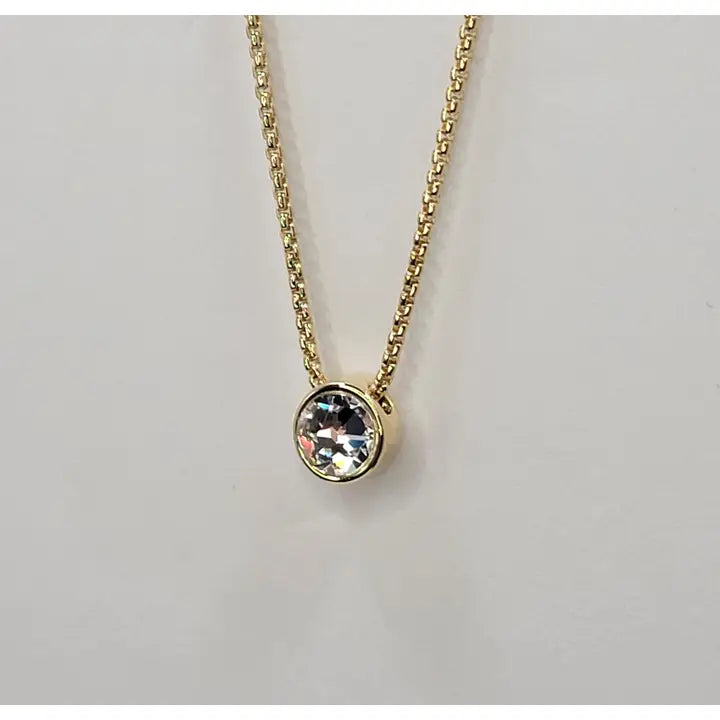 Betty Oh Gold Round Stone Charm Necklace - Posh West Boutique