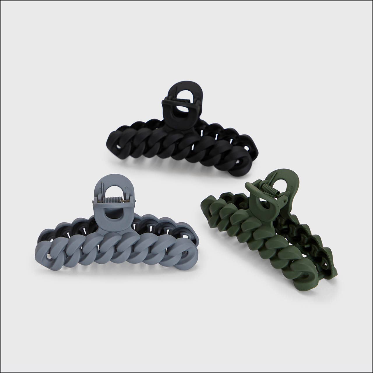 Kitsch Claw Clip 3pc Set - Black/Moss