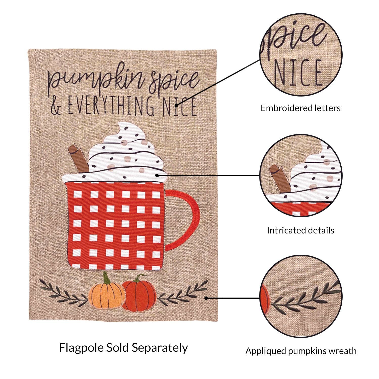 Pumpkin Spice Nice Burlap 2-Sided Garden Flag - Posh West Boutique