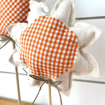 Small Fall Sunflower Orange Gingham