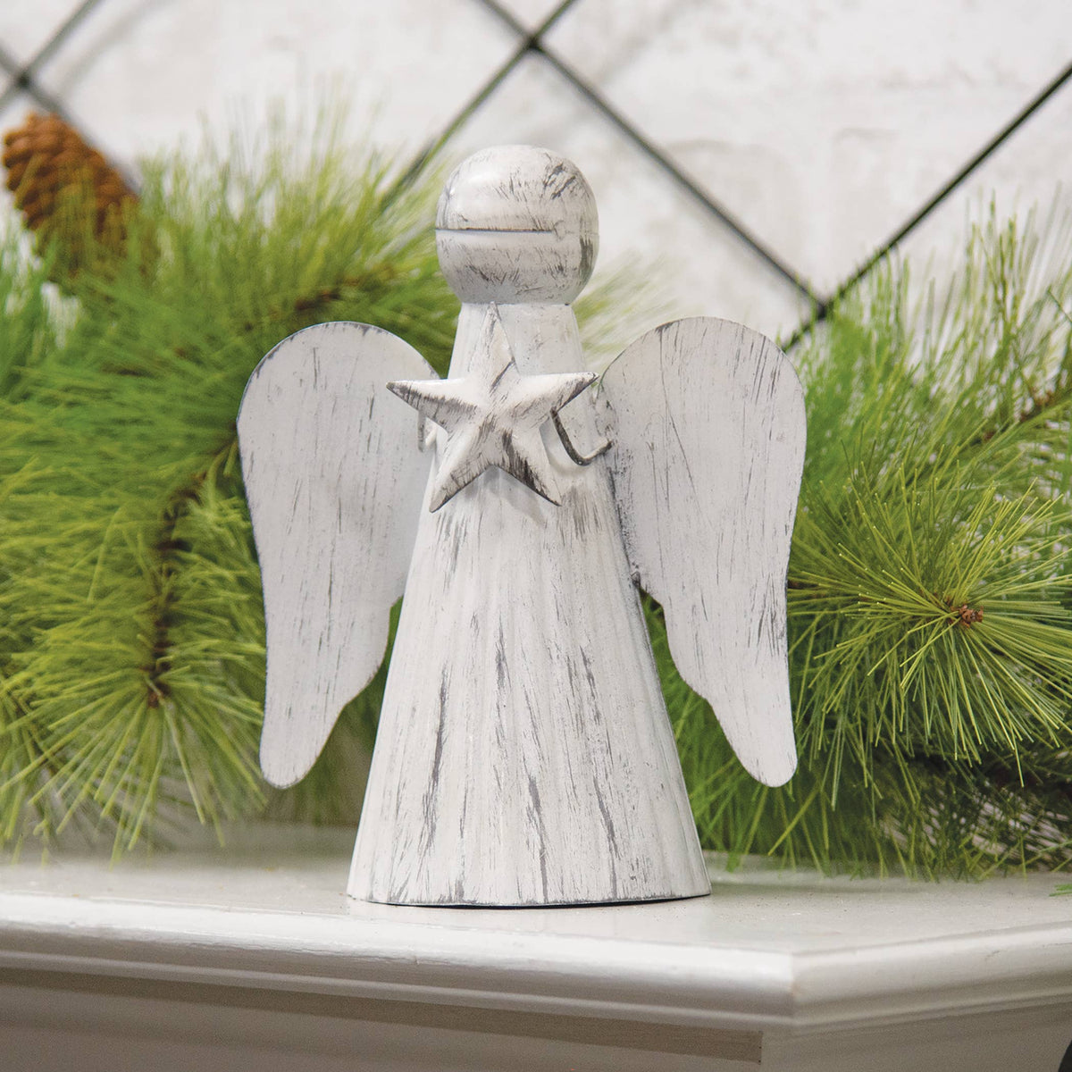 Shabby Chic Metal Angel Holding Star