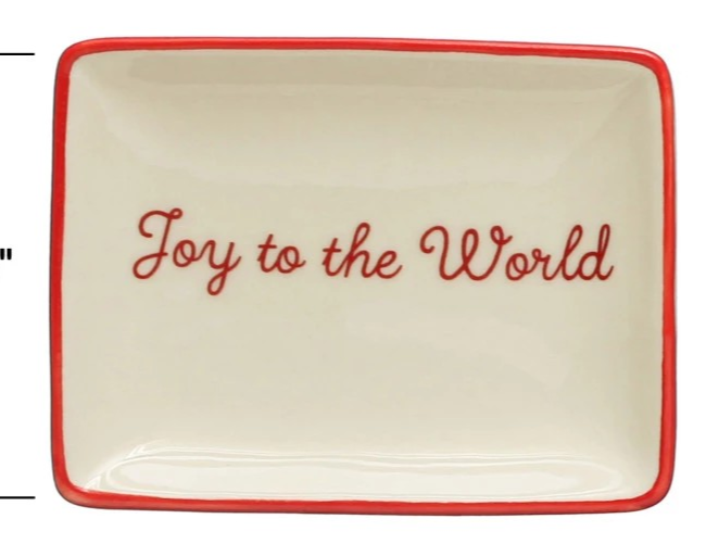 Stoneware Dish w/ Holiday Words (4 Styles) - Posh West Boutique