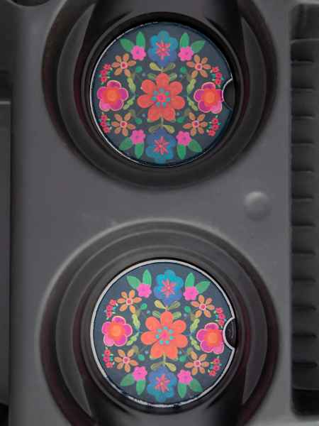 Folk Flower Car Coaster Natural Life - Posh West Boutique
