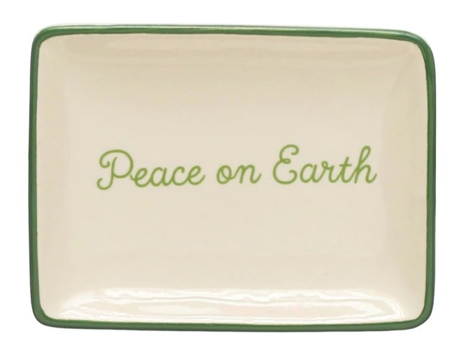 Stoneware Dish w/ Holiday Words (4 Styles) - Posh West Boutique