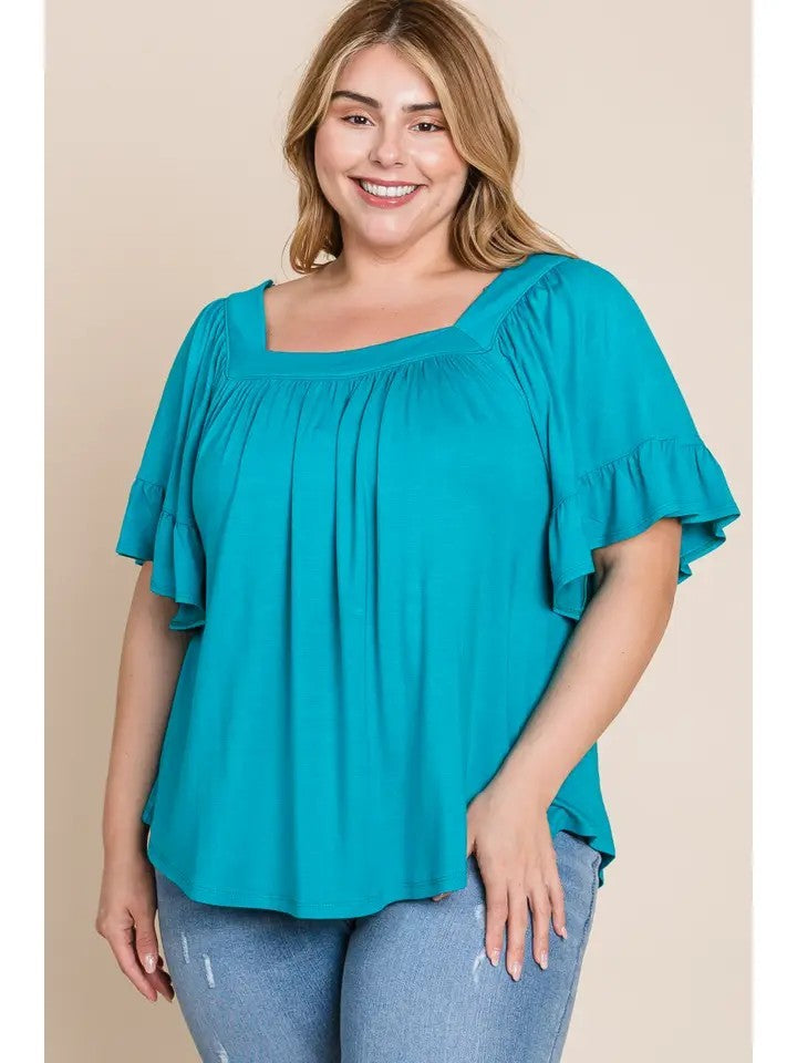Jade Bell Sleeve Square Neck Top - Posh West Boutique