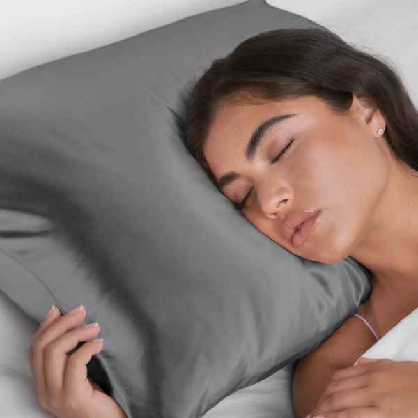 Kitsch Charcoal Gray Satin Pillowcase