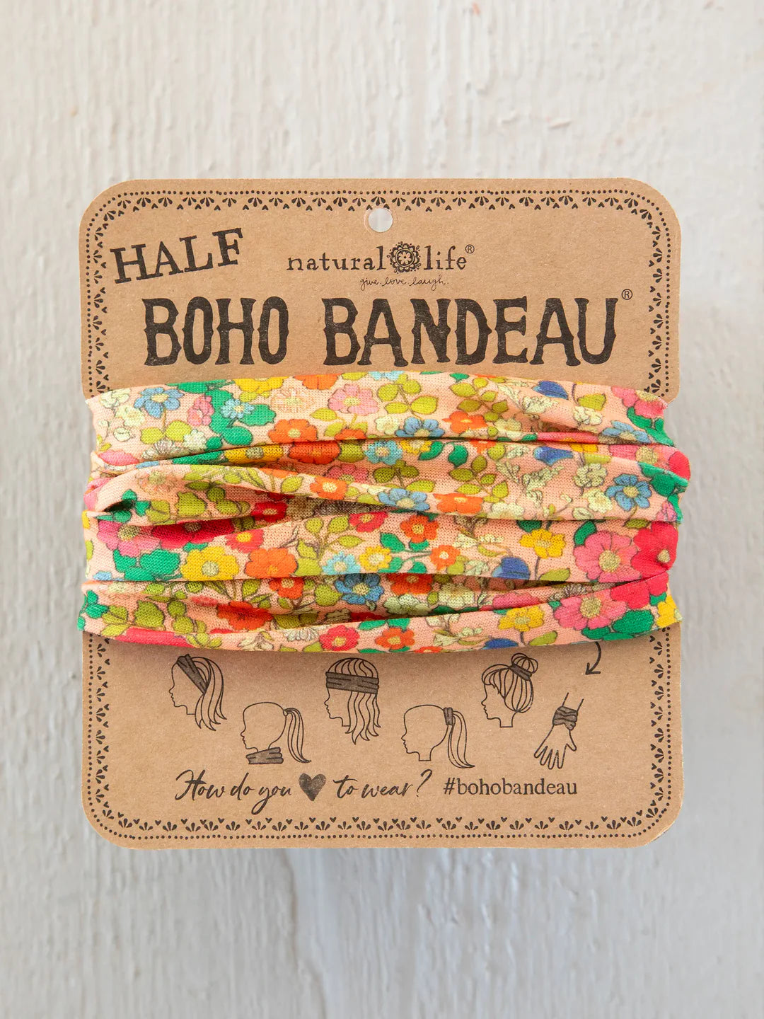 Boho Bandeau Headband - Vintage Garden Peach - Posh West Boutique