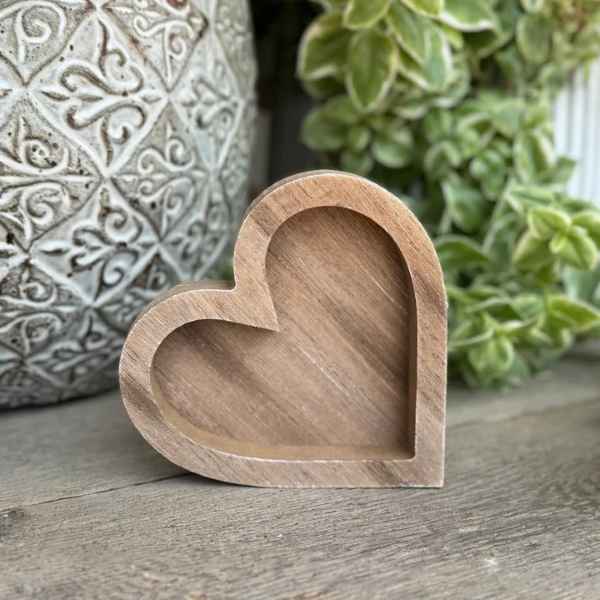 Wood Wash Heart Tray - Posh West Boutique