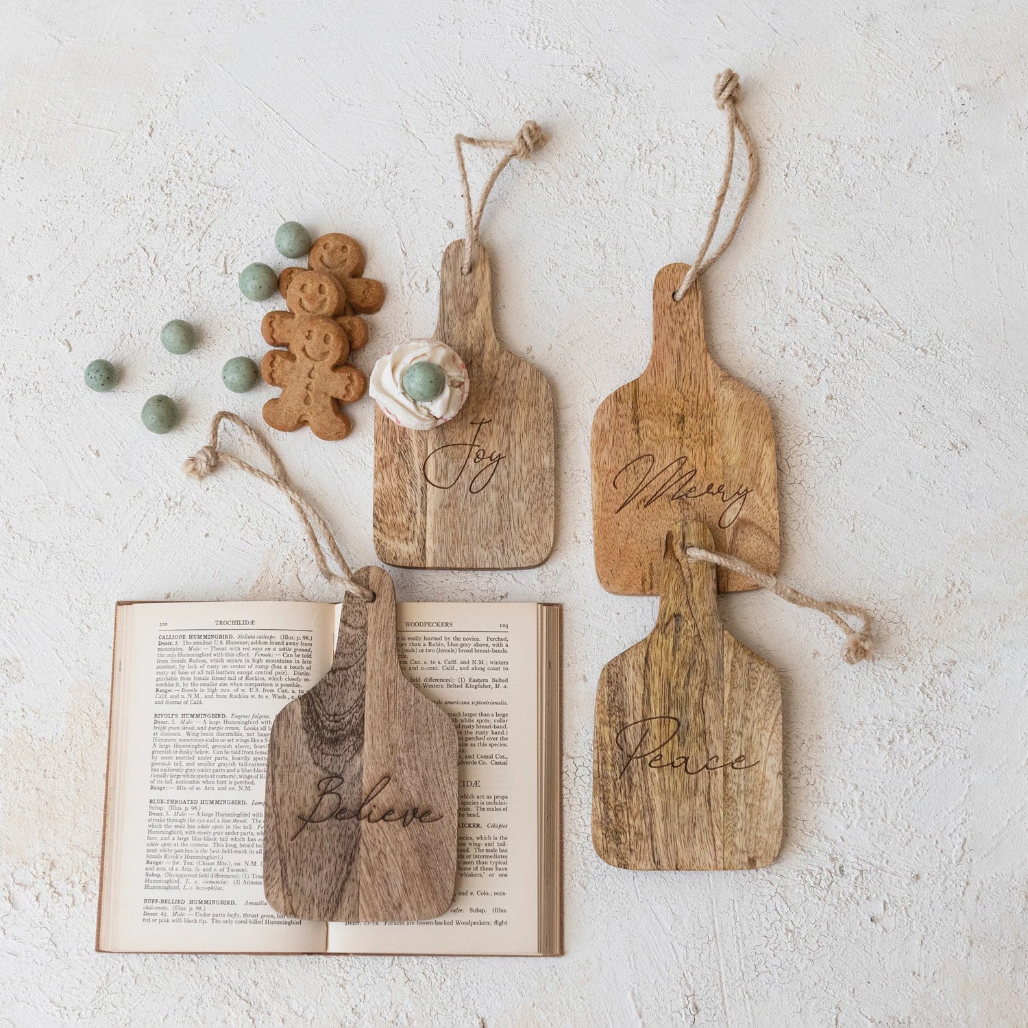 Mango Wood Cheese/Cutting Board w/ Laser Etched Word, Handle & Jute Tie, 4 Styles - Posh West Boutique