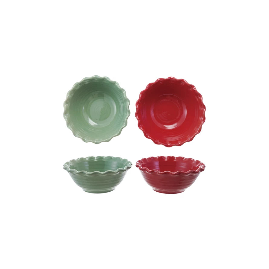 Large Stoneware Scalloped Serving Bowl, 2 Colors - Posh West Boutique