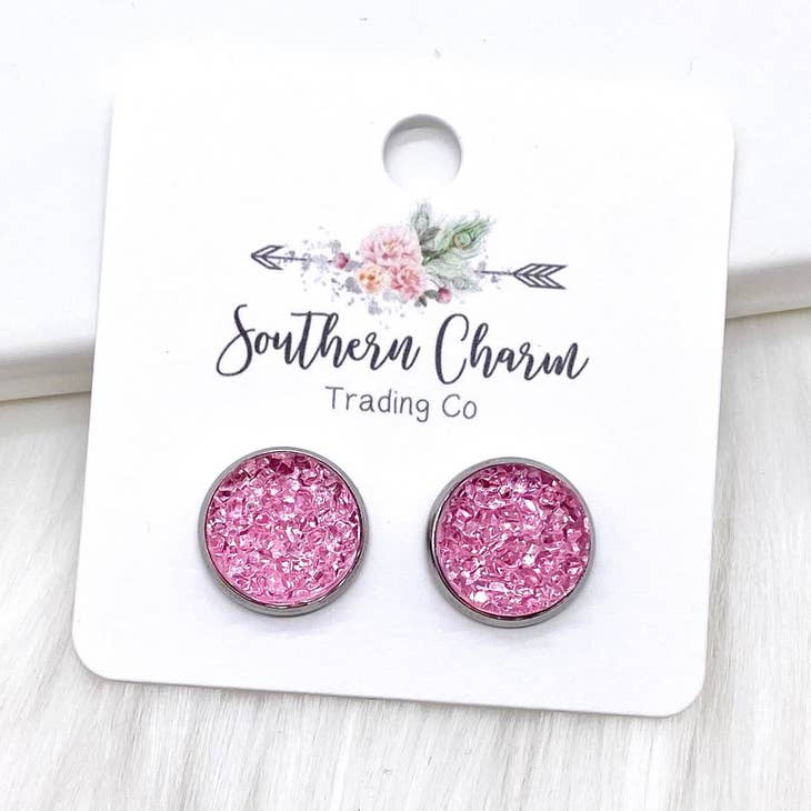 12 mm Hot Pink Earrings - Posh West Boutique