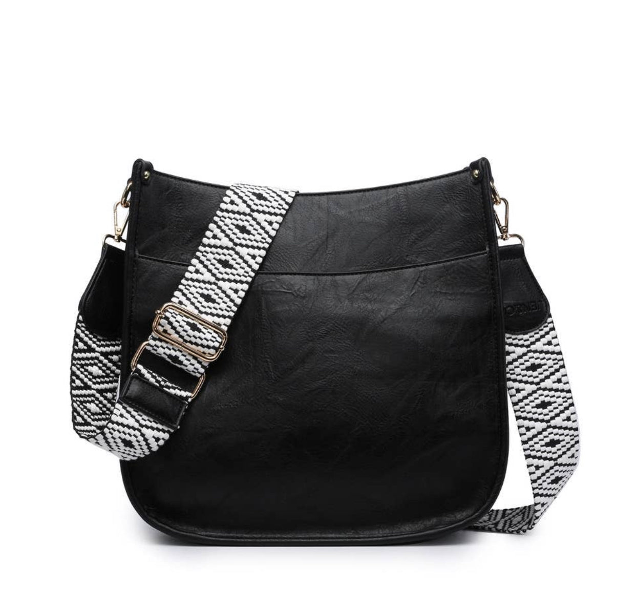 Black Chloe Crossbody W/ Guitar Strap - Posh West Boutique