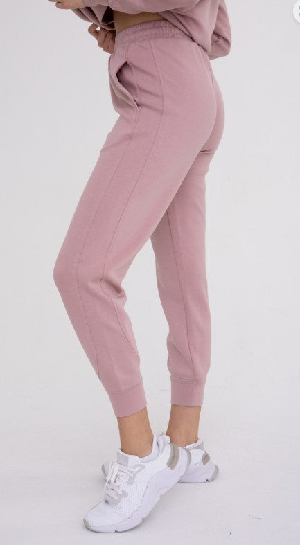 Blush Contrast Seam Joggers - Posh West Boutique
