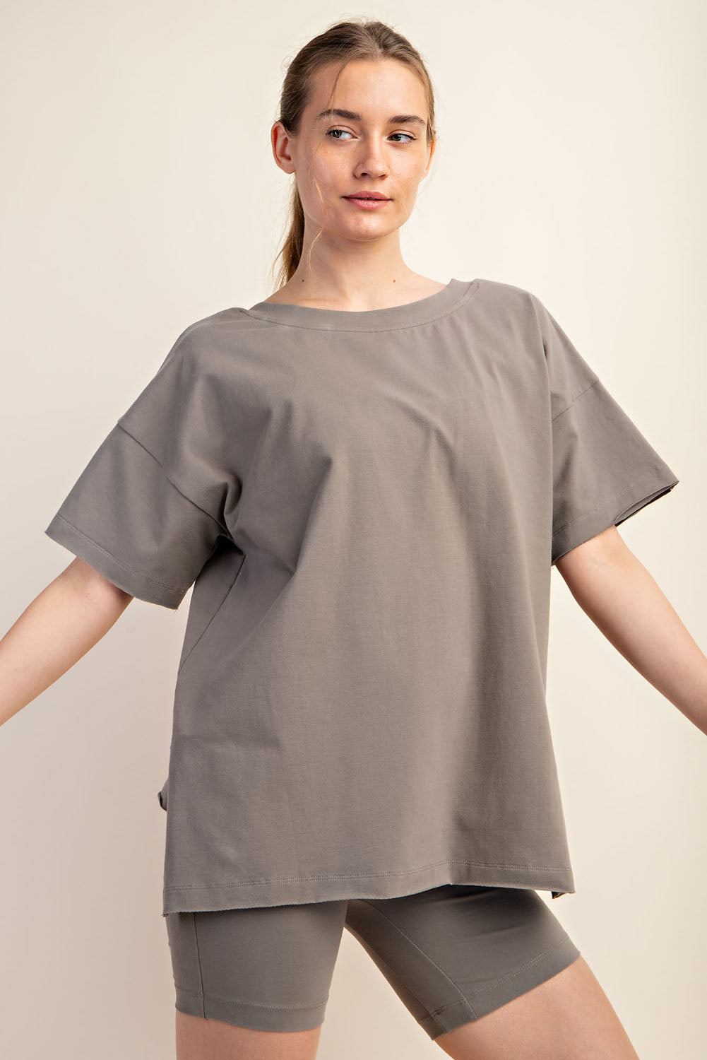 Smokey Olive Oversized Reversible Top - Posh West Boutique