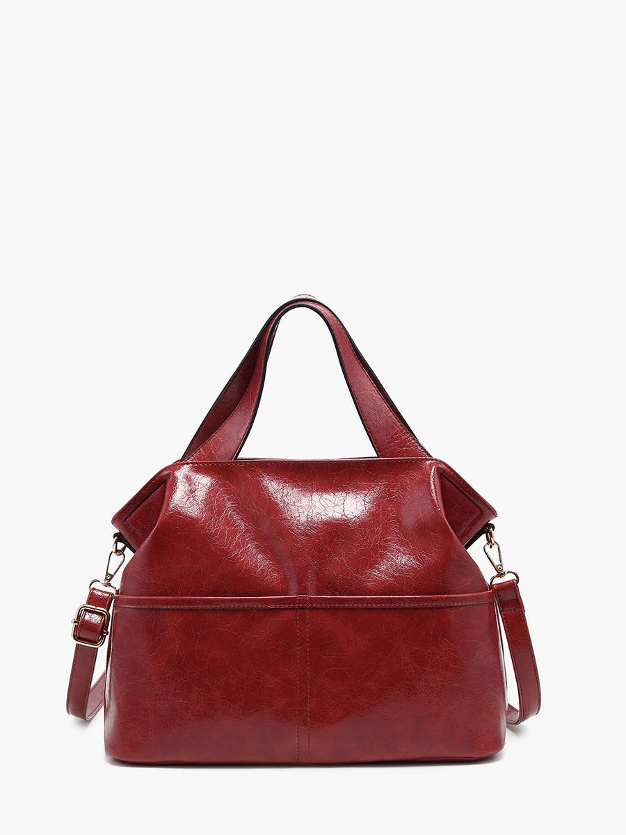 Isabella Glossy Expandable Satchel - 2 Colors