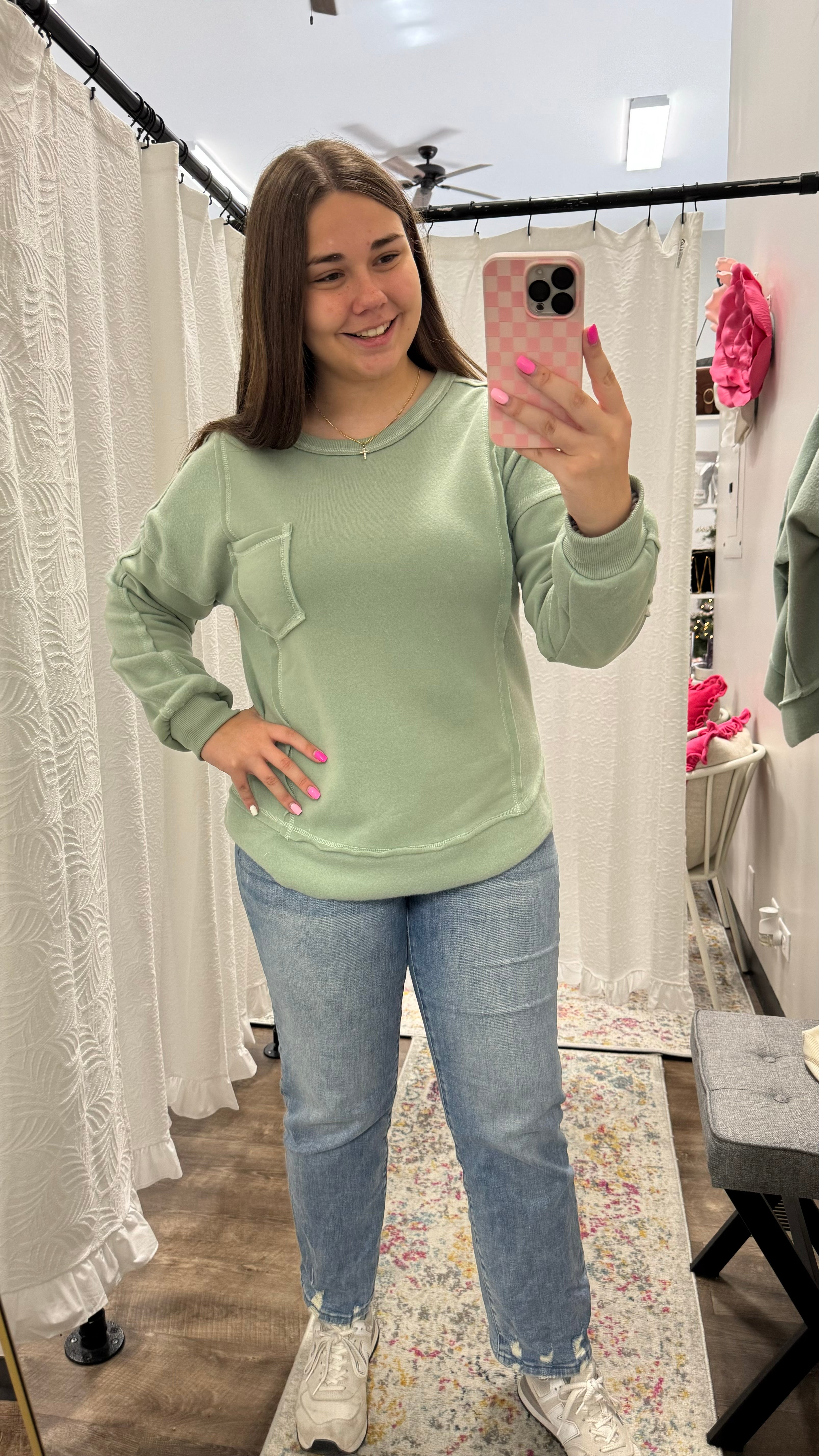 Sage Green Ultra Comfy Sweatshirt - Posh West Boutique