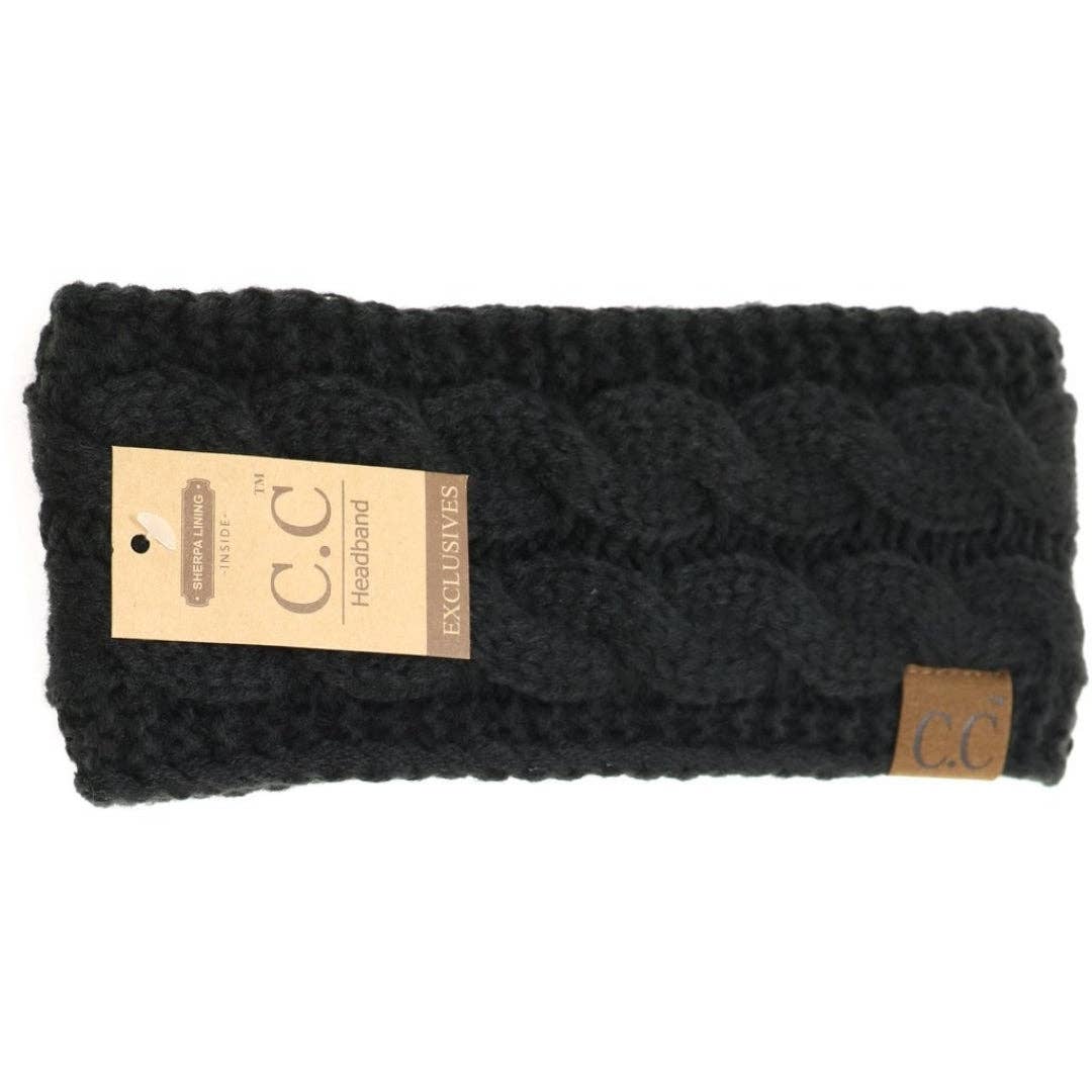 Black Cable Knit CC Head Wrap - Posh West Boutique