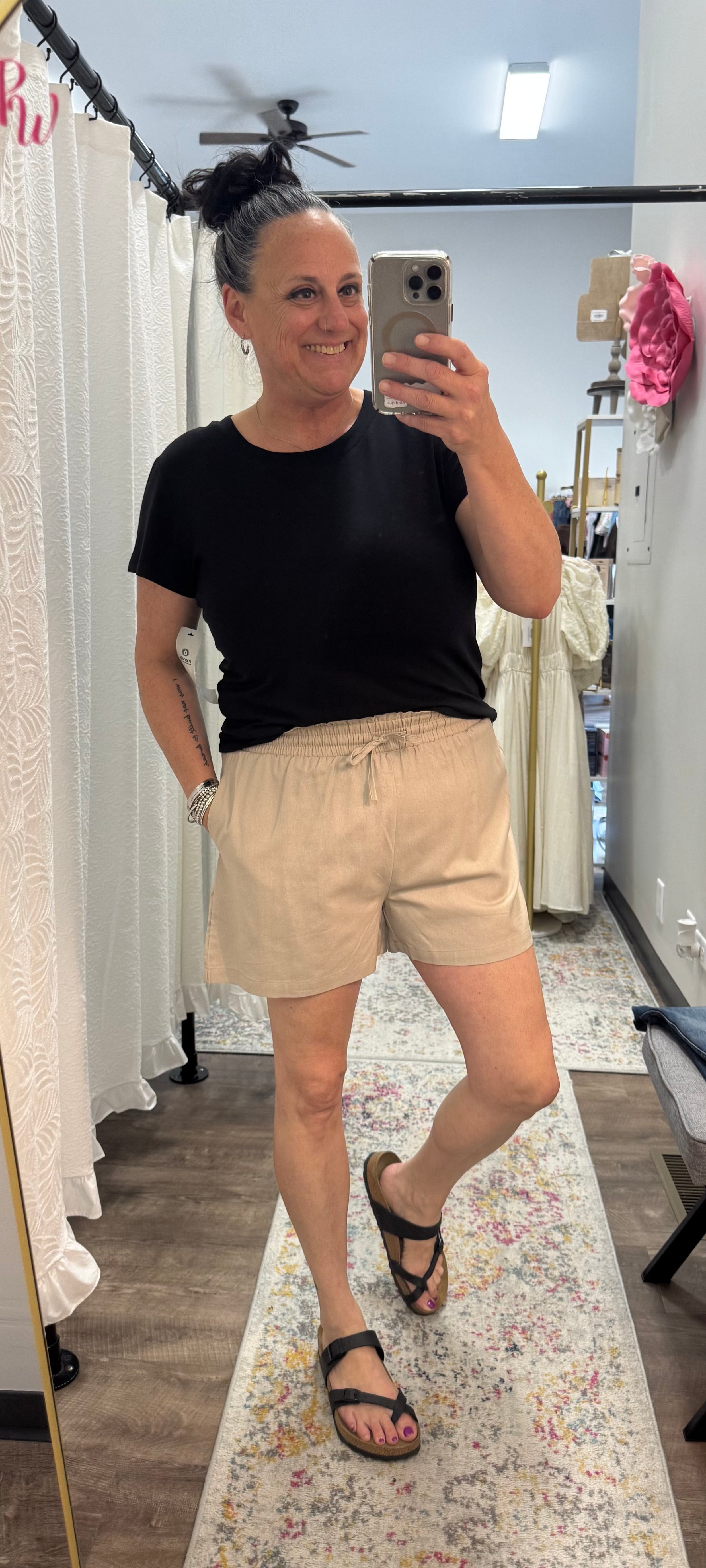Khaki Indra Lightweight Shorts - Posh West Boutique