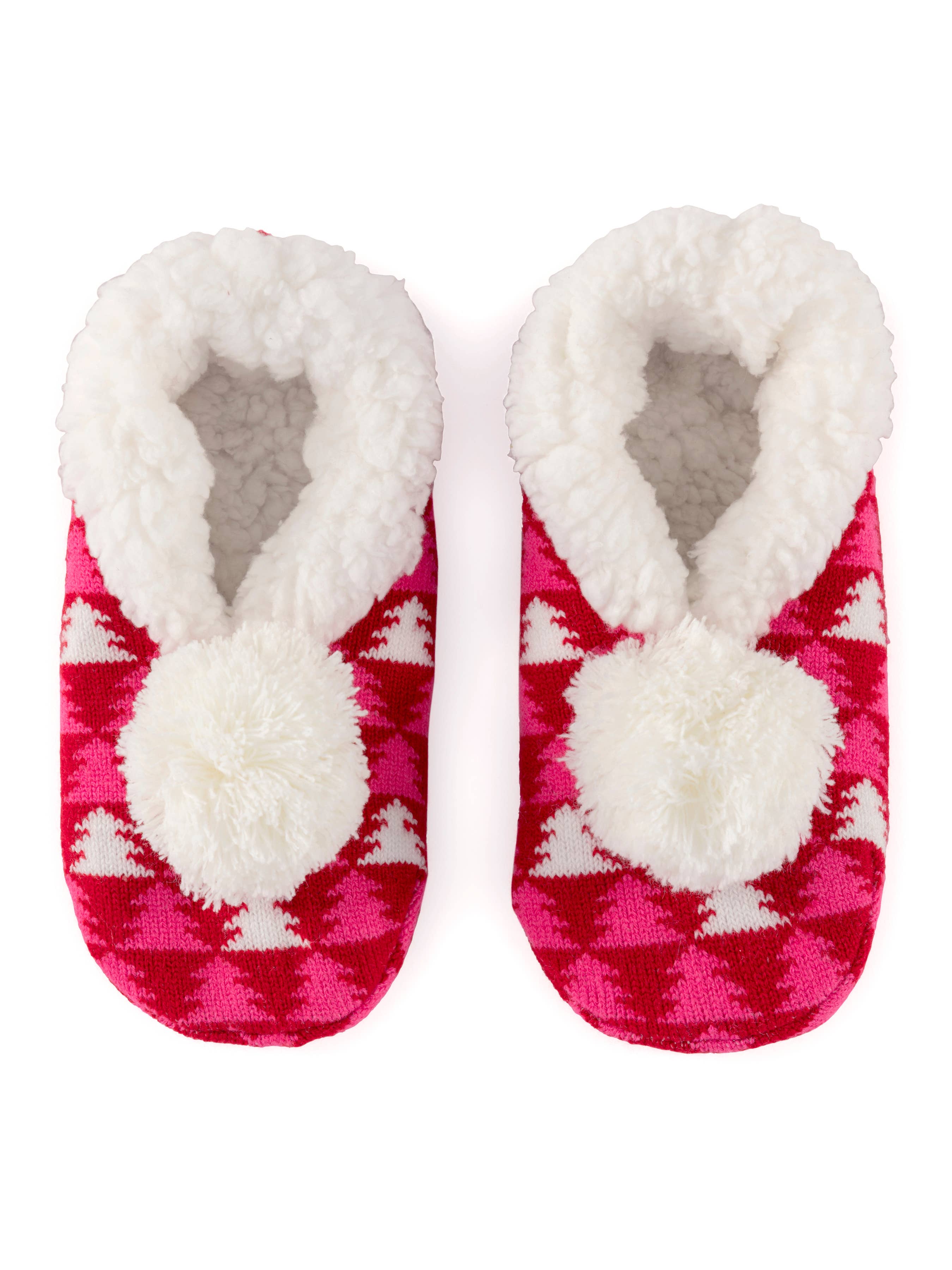 Pink & White Pom Tree Slippers - Posh West Boutique