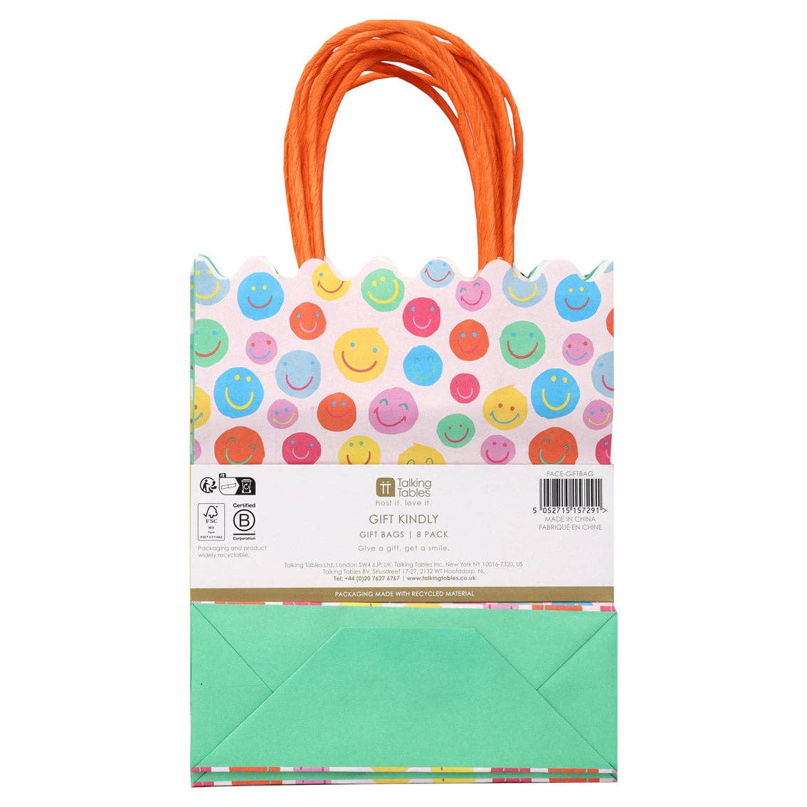 Happy Face Paper Gift Bags - 8 Pack | Party Supplies | - Posh West Boutique