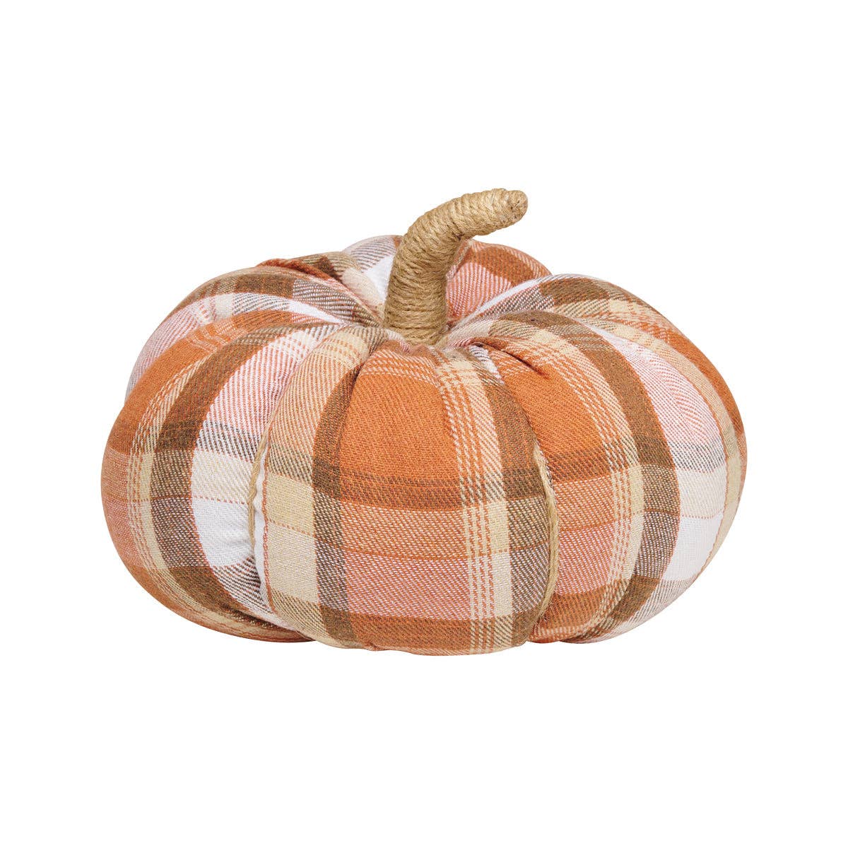Lrg. Autumn Plaid Fall Fabric Pumpkin