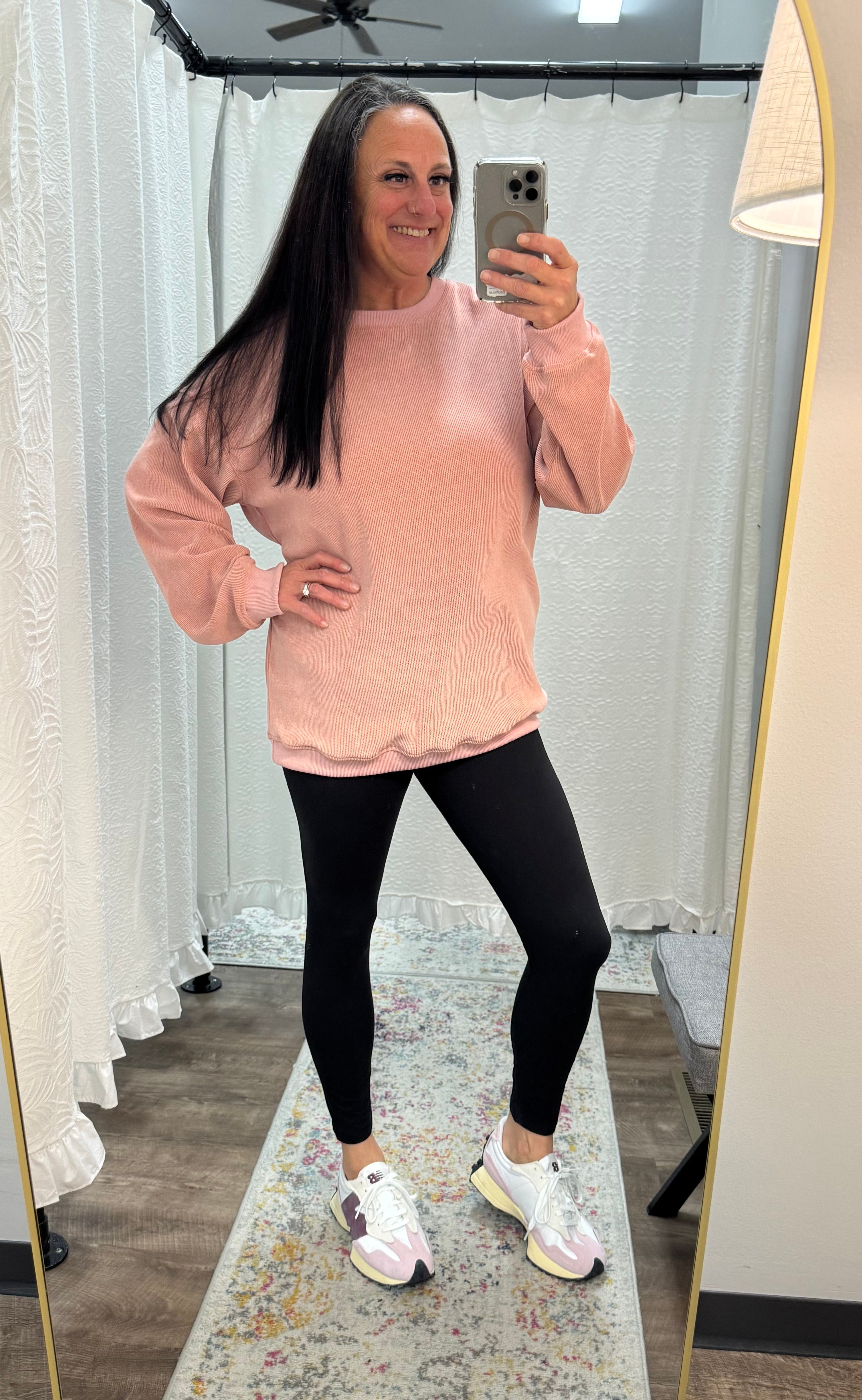 Pink Solid Ribbed Pullover - Posh West Boutique