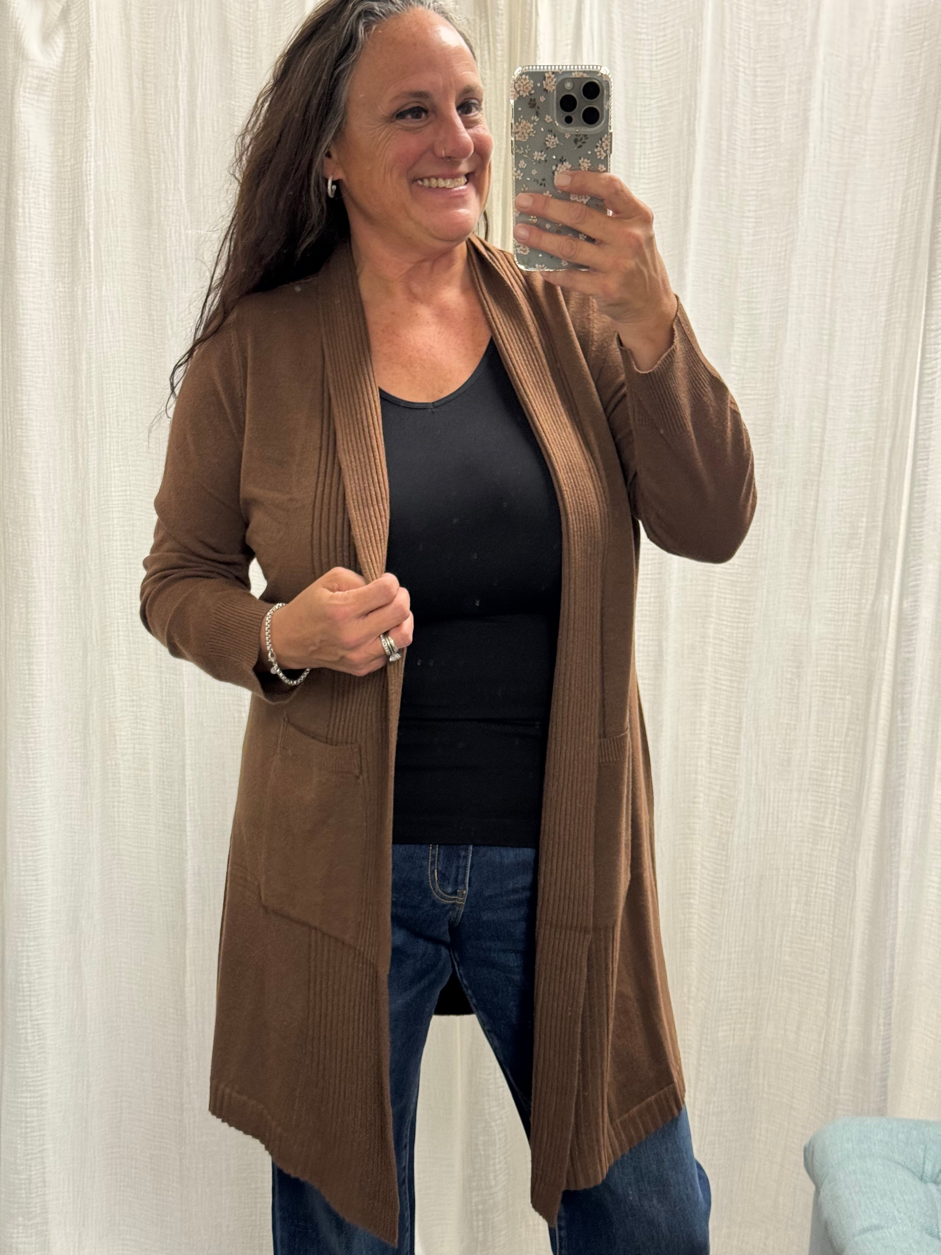Bronze Luxurious Ribbed Cardigan - Posh West Boutique