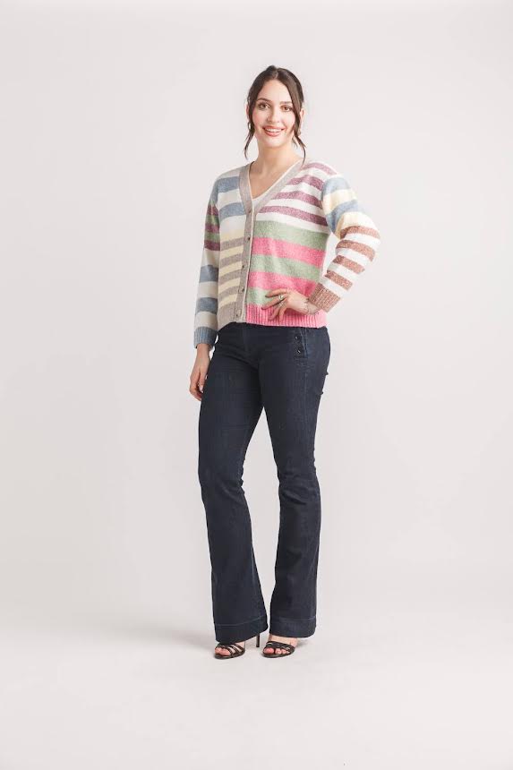 Luxurious Pink Stripe Cardigan
