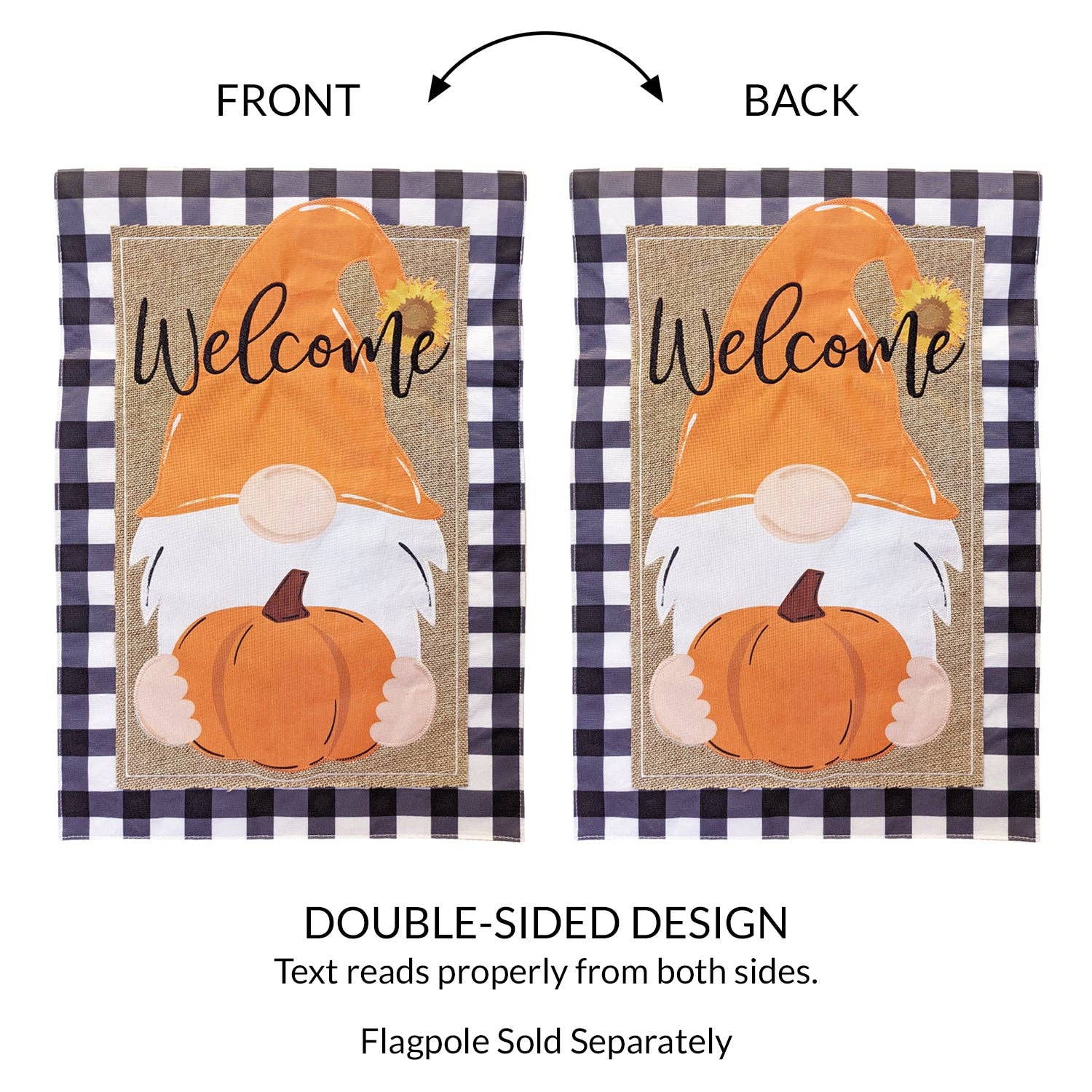 Fall Gnome Burlap 2-Sided Garden Flag - Posh West Boutique