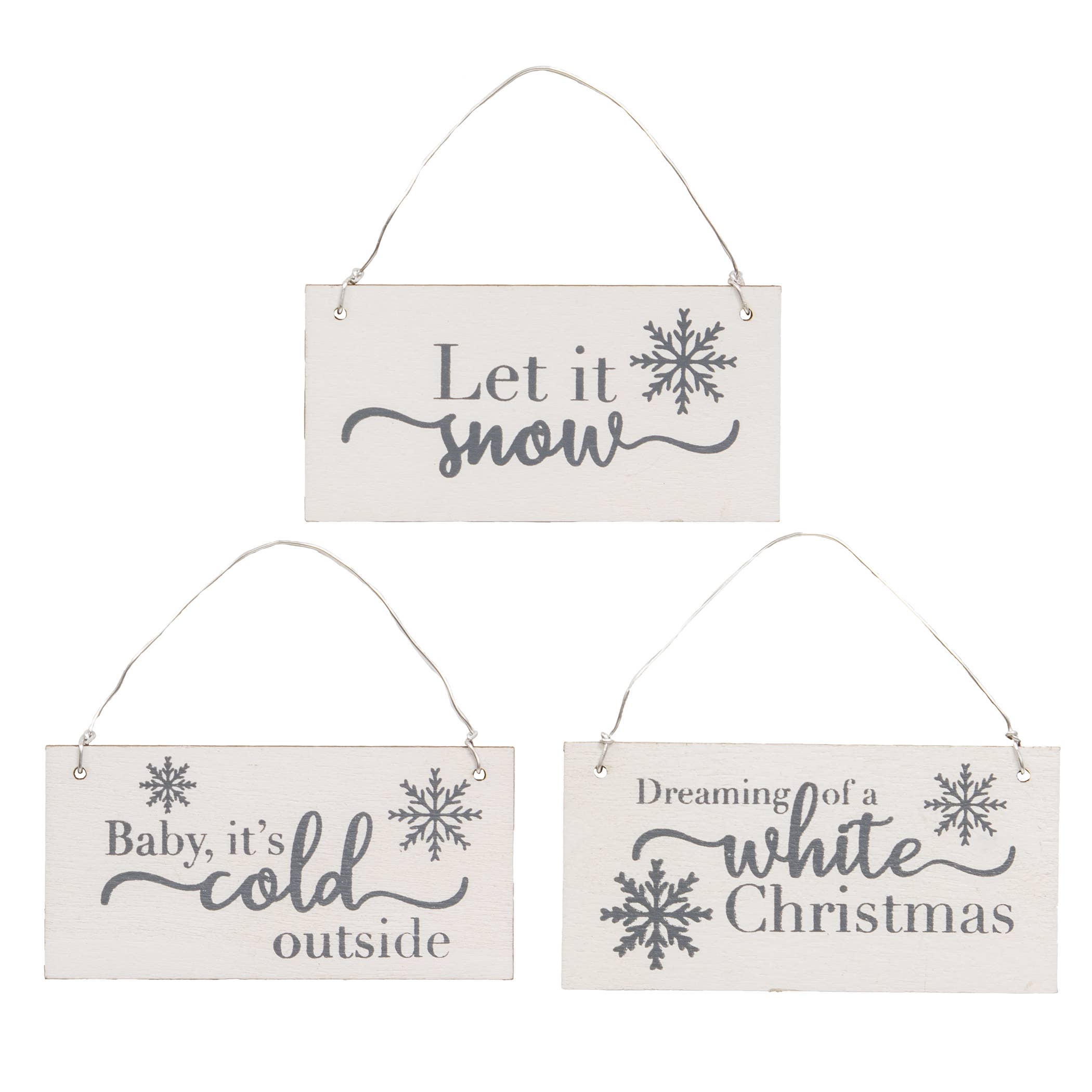 White Christmas Wooden Ornament (3 styles) - Posh West Boutique
