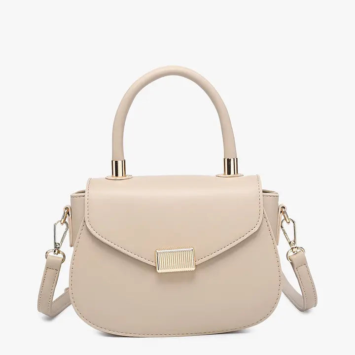 Taupe Satchel with Gold Accent - Posh West Boutique