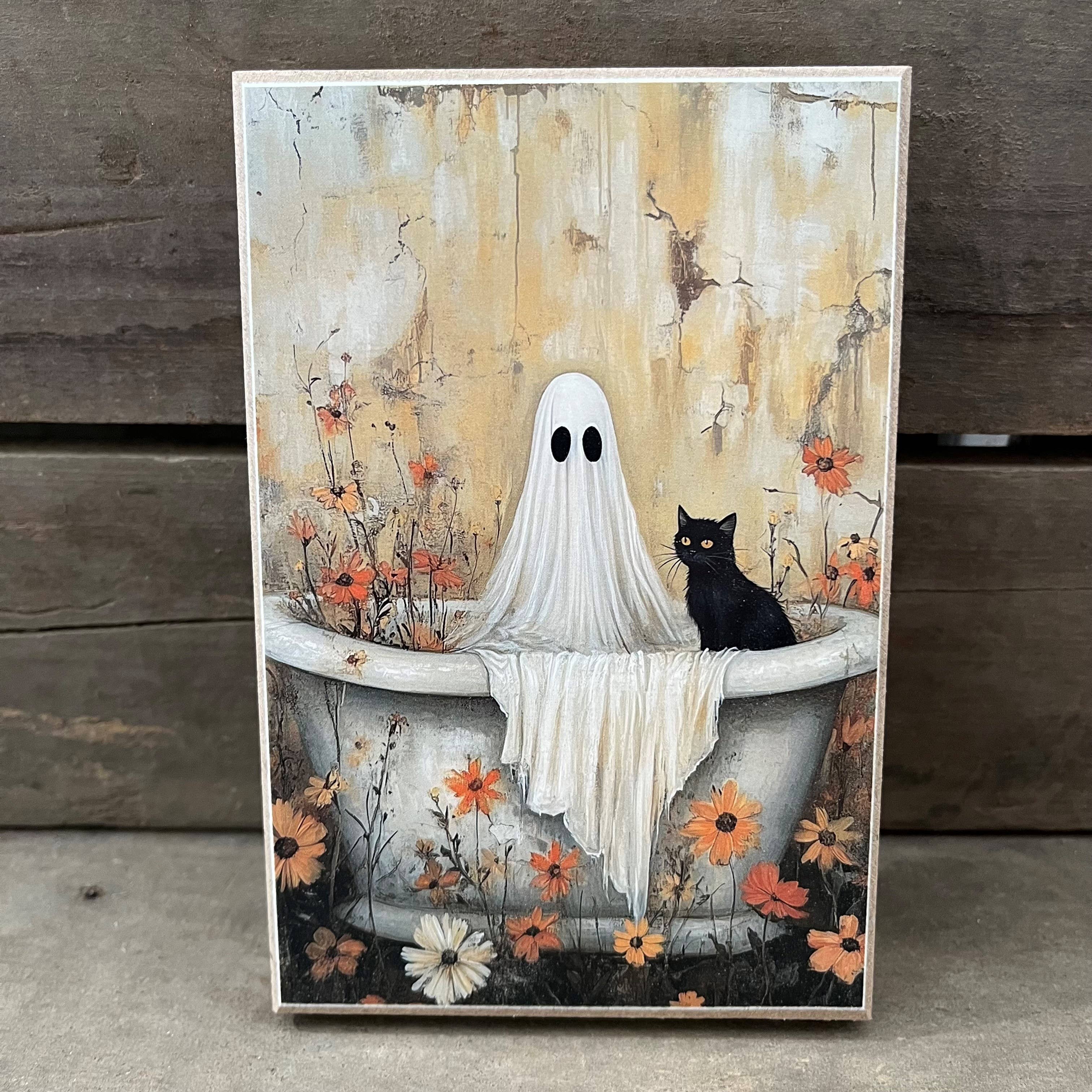 Spooky Bathtub Wood Block - Posh West Boutique