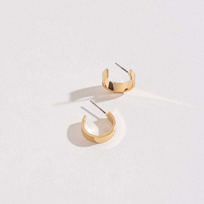 Gold Small Flat Hoop Earring - Posh West Boutique