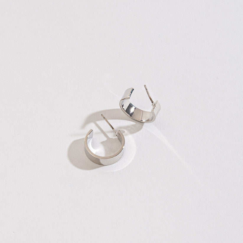 Silver Small Flat Hoop Earring - Posh West Boutique
