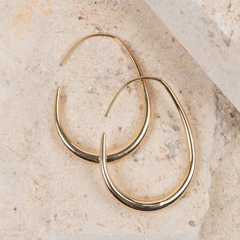 Gold Oval Shaped Hoop Earrings - Posh West Boutique