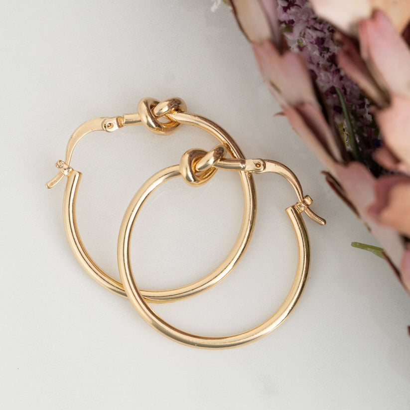Gold Knotted Hoop Earrings - Posh West Boutique