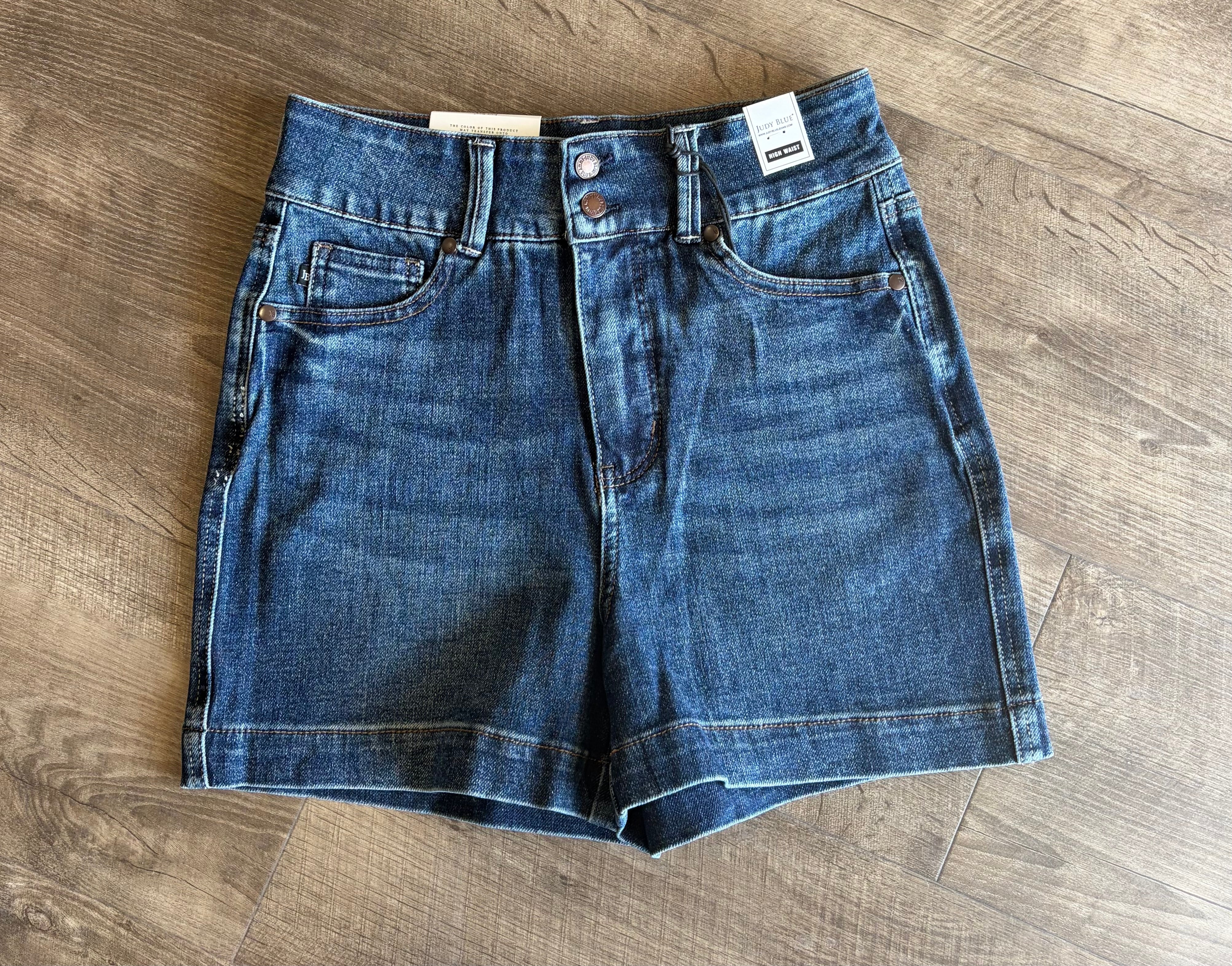 Judy Blue HW Slim Short Double Button Tummy Control - Posh West Boutique