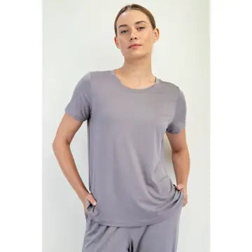 Latte Viscose Modal Short Sleeve Top - Posh West Boutique