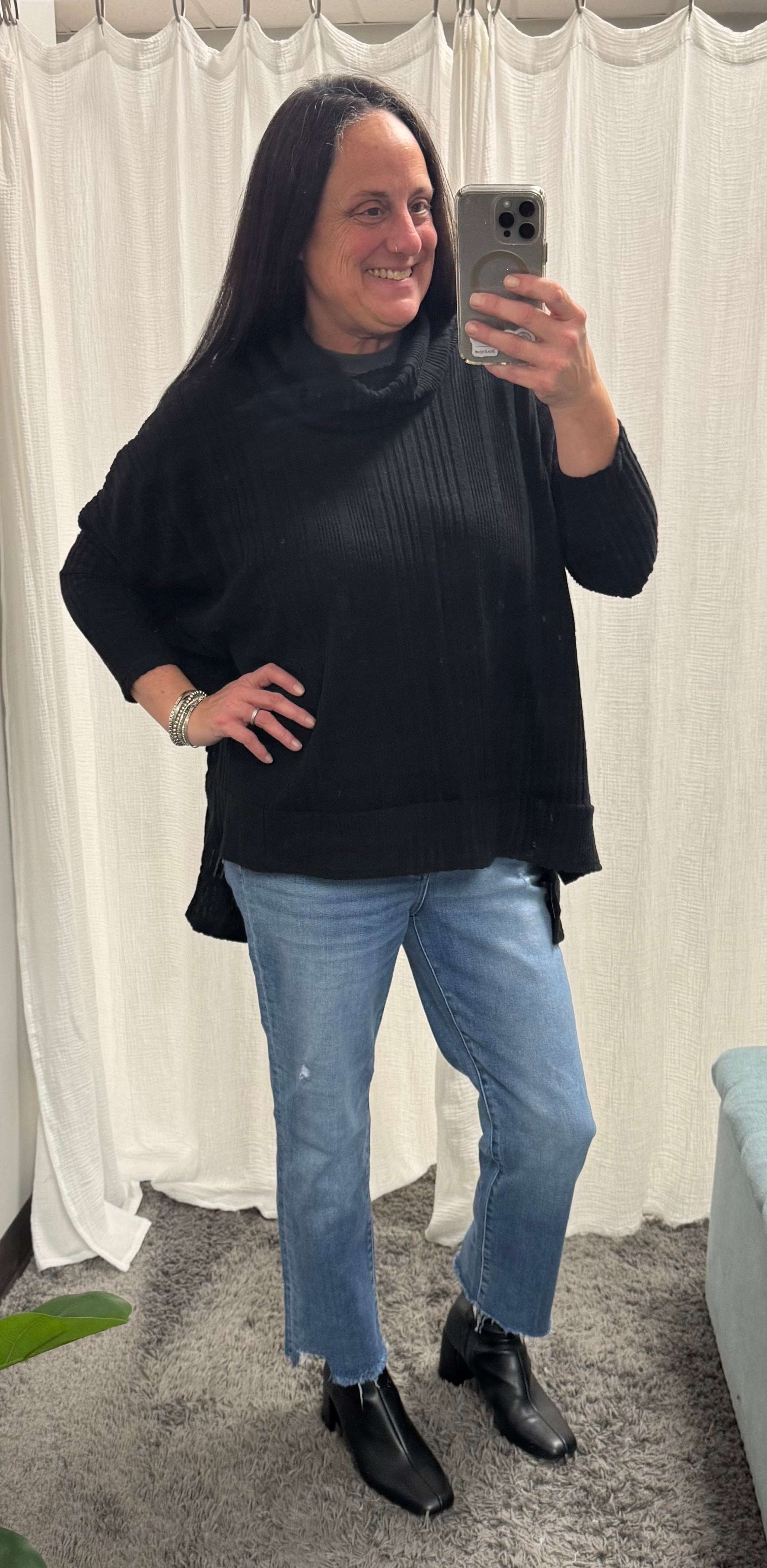 Black Chunky Turtleneck Sweater - Posh West Boutique