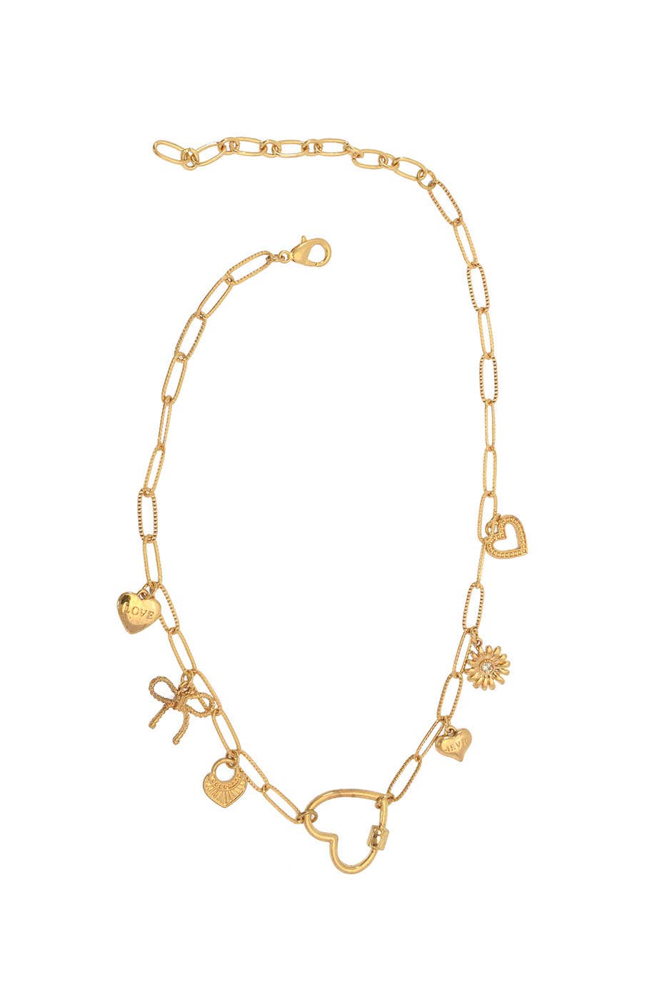 Mixed Hearts Pendants Necklace: 338-319NG Gold - Posh West Boutique