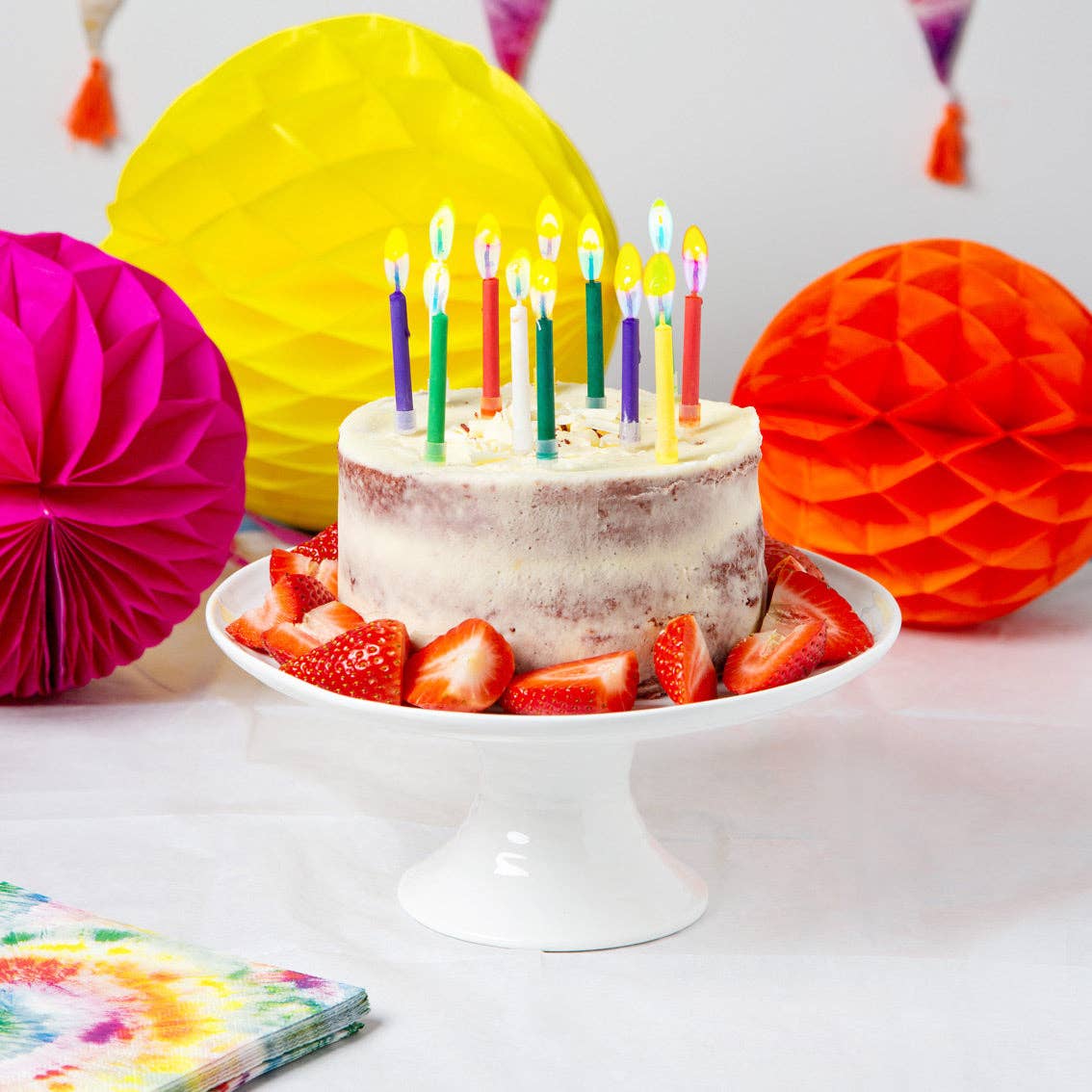 Rainbow Flame Birthday Candles - 12 Pack | Cake Candles | - Posh West Boutique
