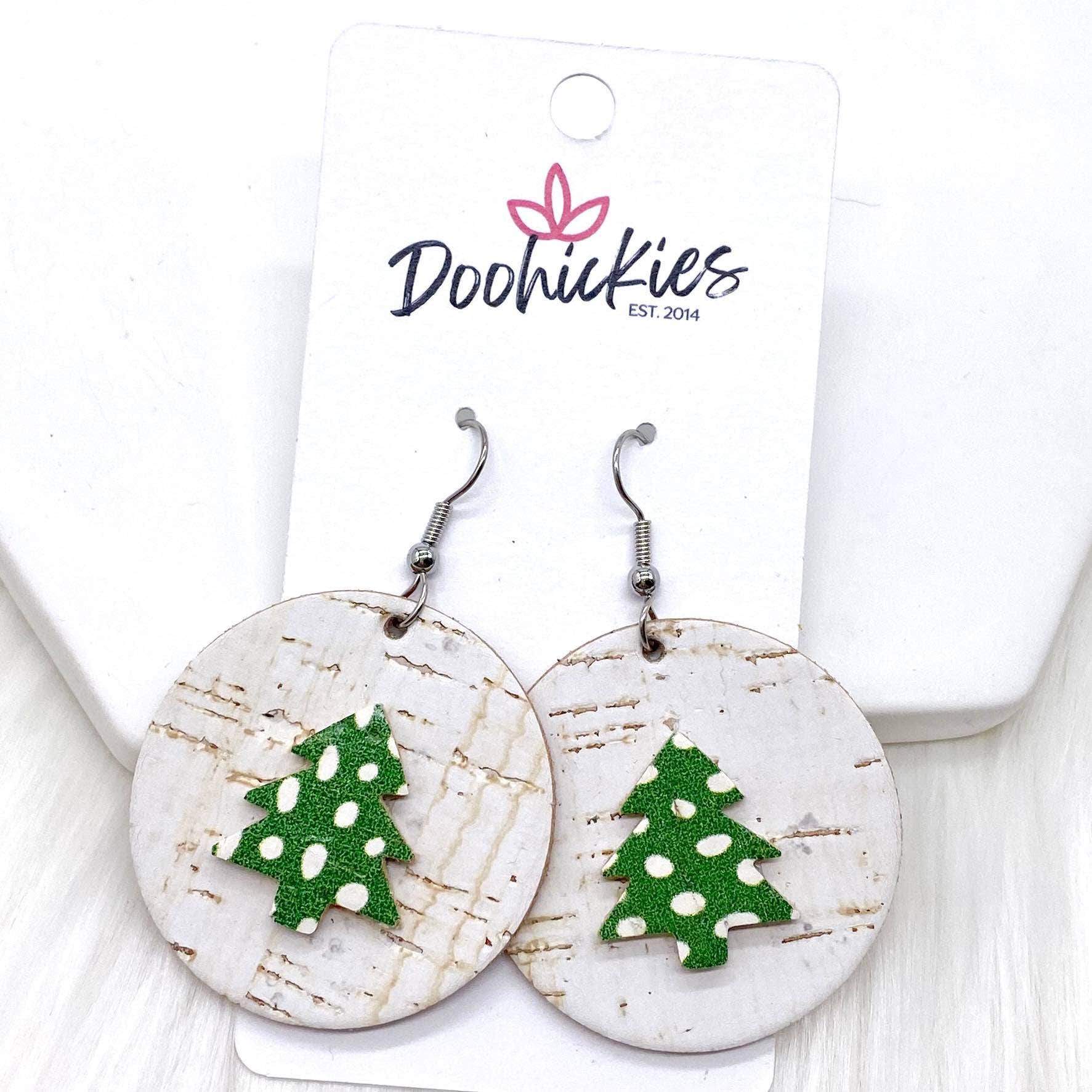 3D Christmas Tree Cork Earrings - Posh West Boutique