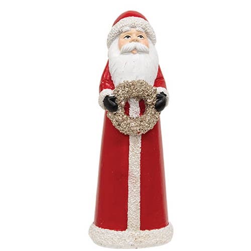 Resin Glitter Winter Floral Santa Figure - Posh West Boutique