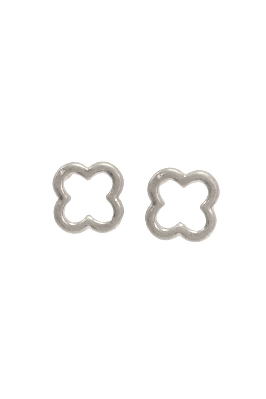 Silver Quatrefoil Stud Earrings - Posh West Boutique