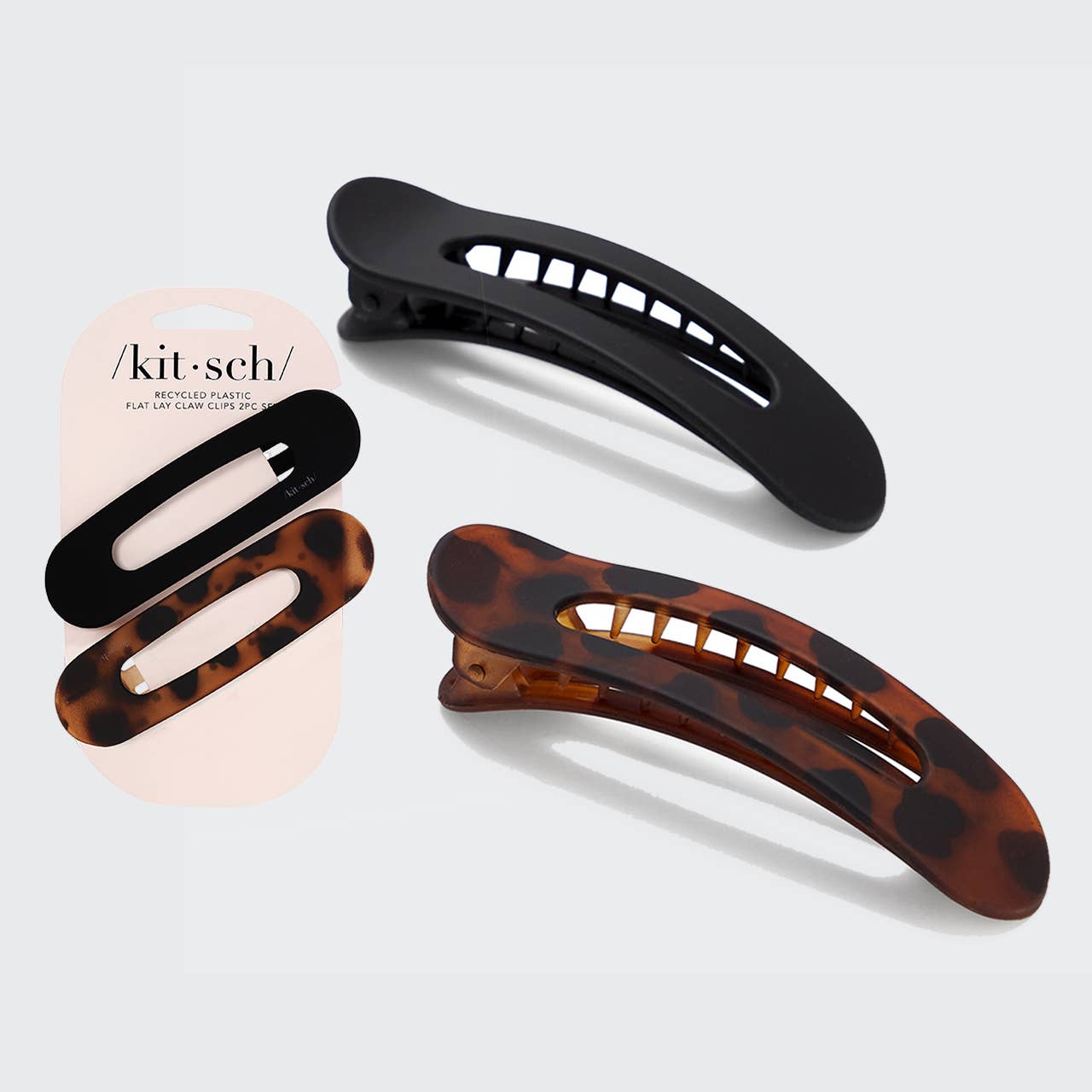 Flat Lay Claw Clip 2pc Flat - Black & Tort - Posh West Boutique