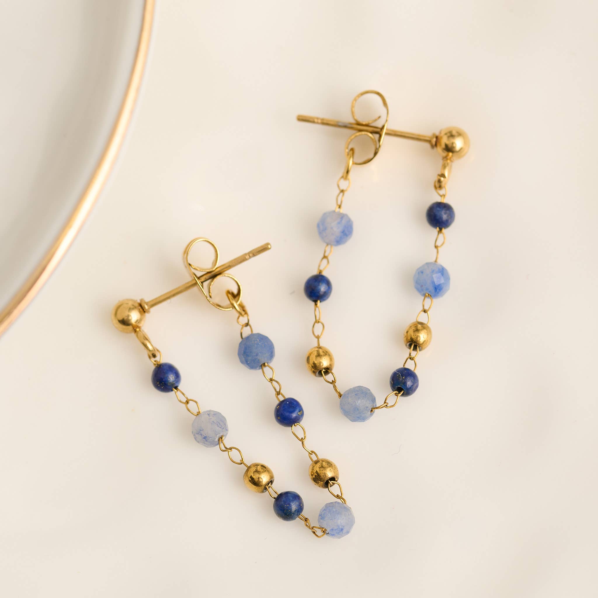 Waterproof Apatite Earrings Gemstone Beaded Drop