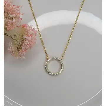 Circle CZ Pendant Necklace - Posh West Boutique